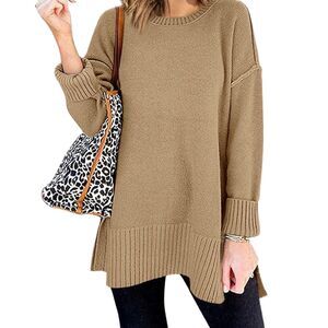 Unbranded Women's Crew Neck Long Sleeve Chunky Oversize Pullover Knit Sweater L
